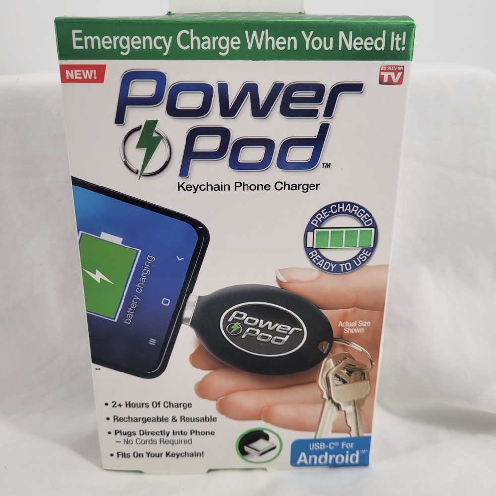 Ontel Power Pod Keychain Phone Charger For‎ Android